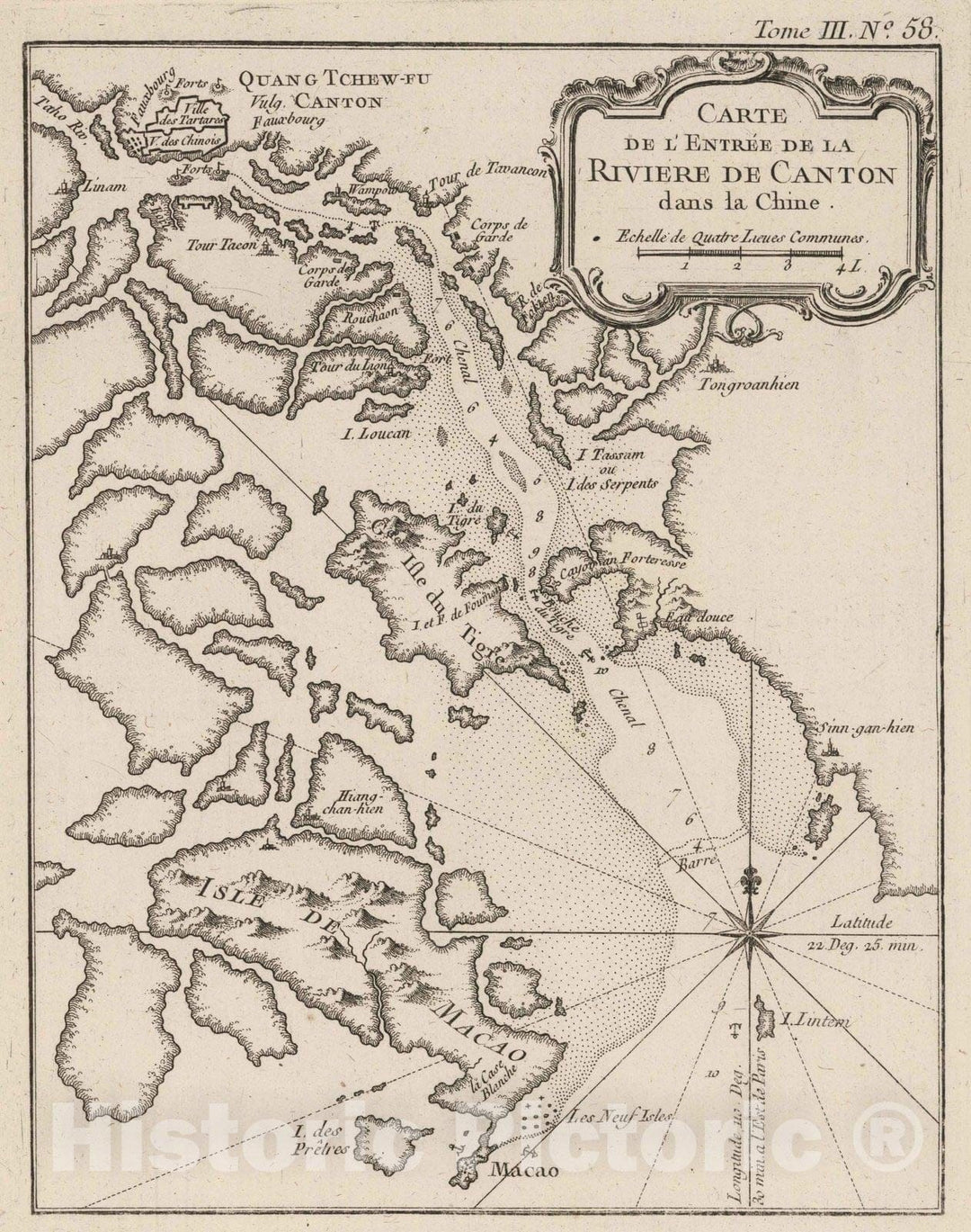 Historic Map : China, 1764 Carte de L'Entree De La Riviere De Canton dans le Chine , Vintage Wall Art