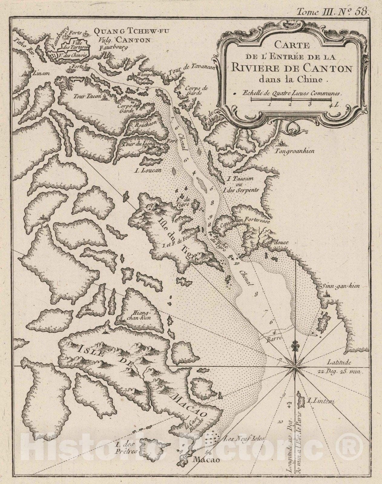 Historic Map : China, 1764 Carte de L'Entree De La Riviere De Canton dans le Chine , Vintage Wall Art