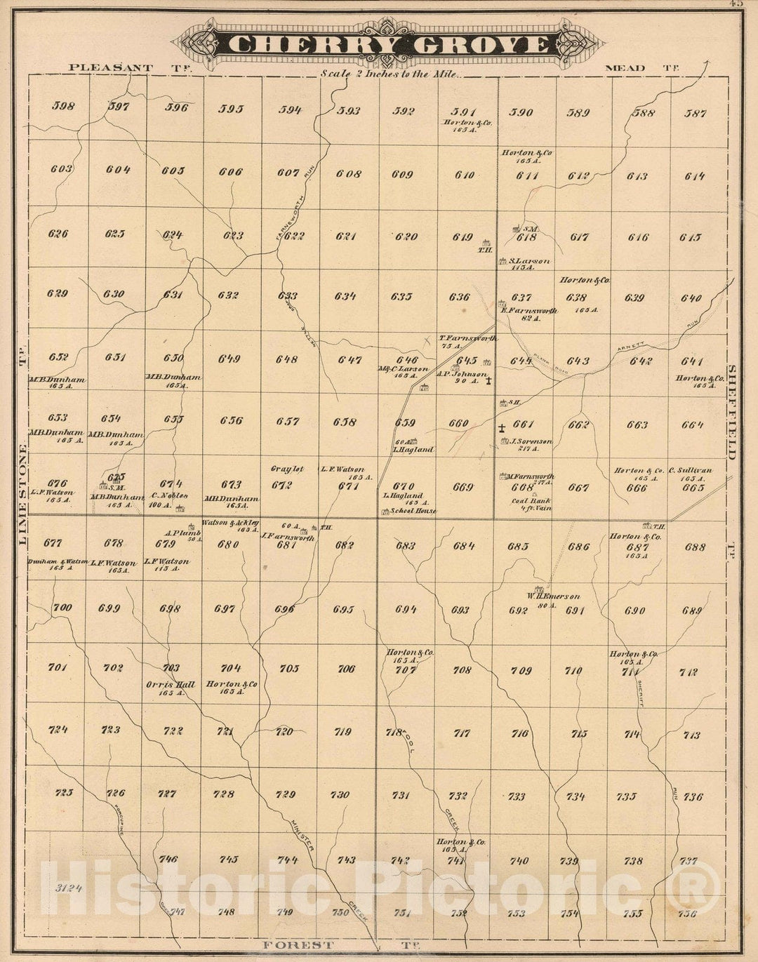 Historic Map : 1878 Cherry Grove, Warren County, Pennsylvania. - Vintage Wall Art