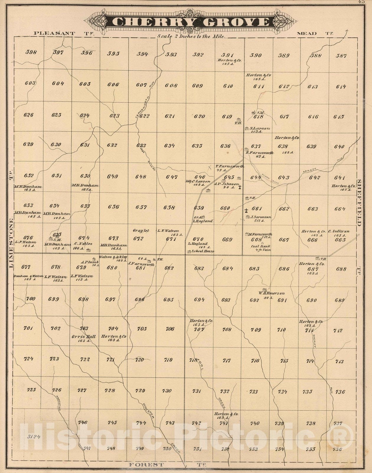 Historic Map : 1878 Cherry Grove, Warren County, Pennsylvania. - Vintage Wall Art