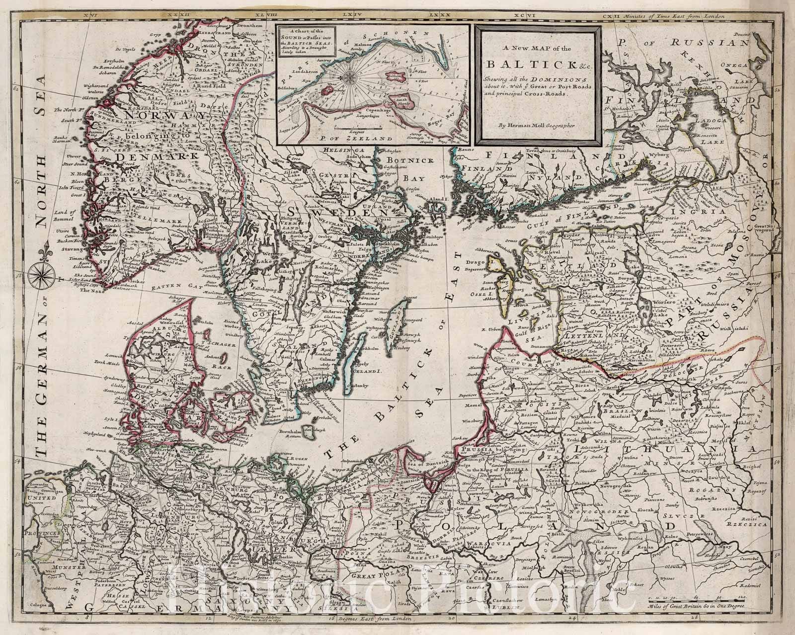 Historic Map : 1732 Baltic countries. - Vintage Wall Art