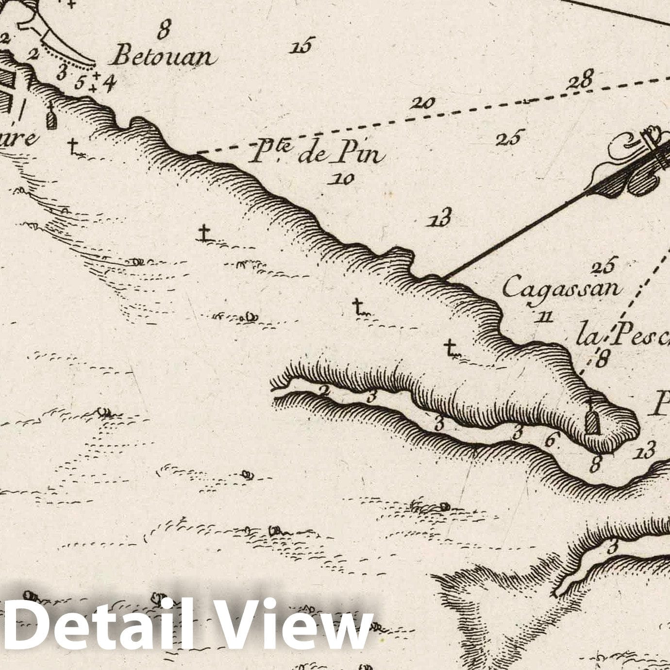 Historic Map : France , Cassis France, Provence 1764 Plan de Cassis et environs. , Vintage Wall Art