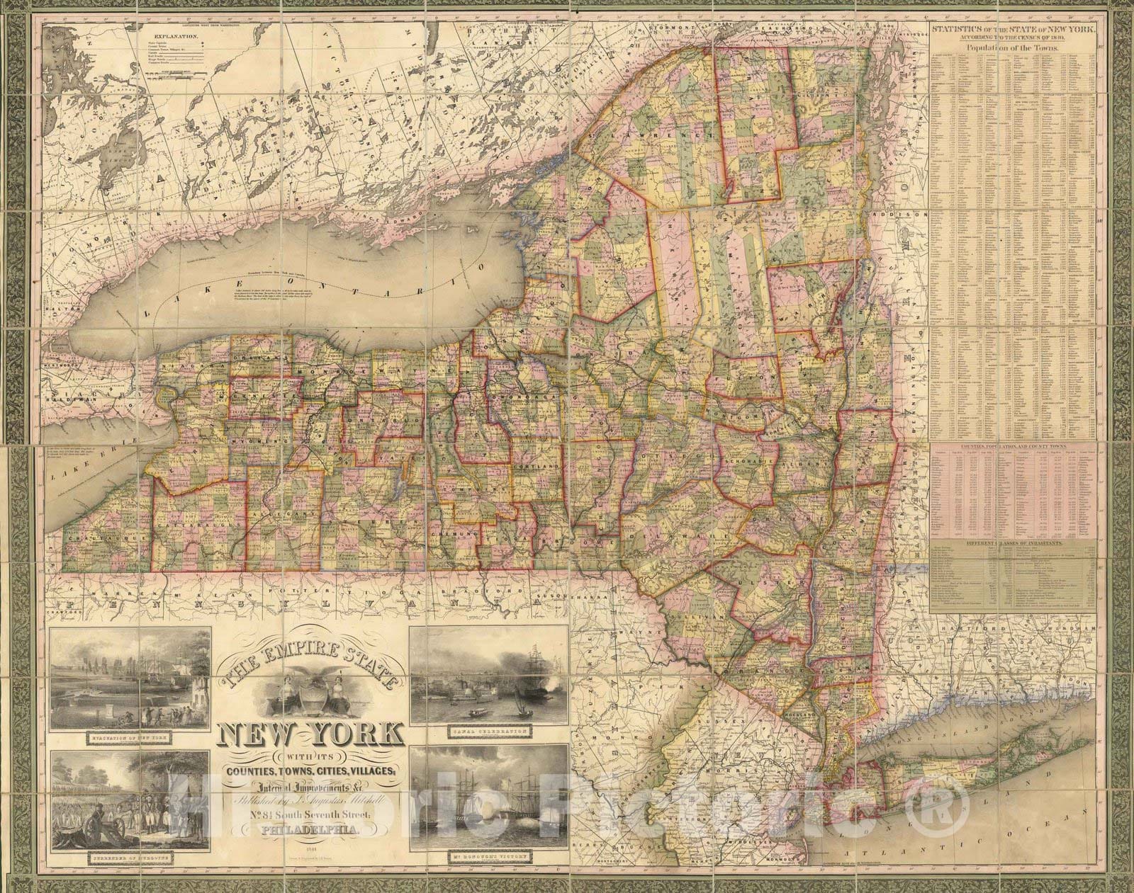Historic Map : Case Map - 1841 The Empire State, New York. - Vintage Wall Art
