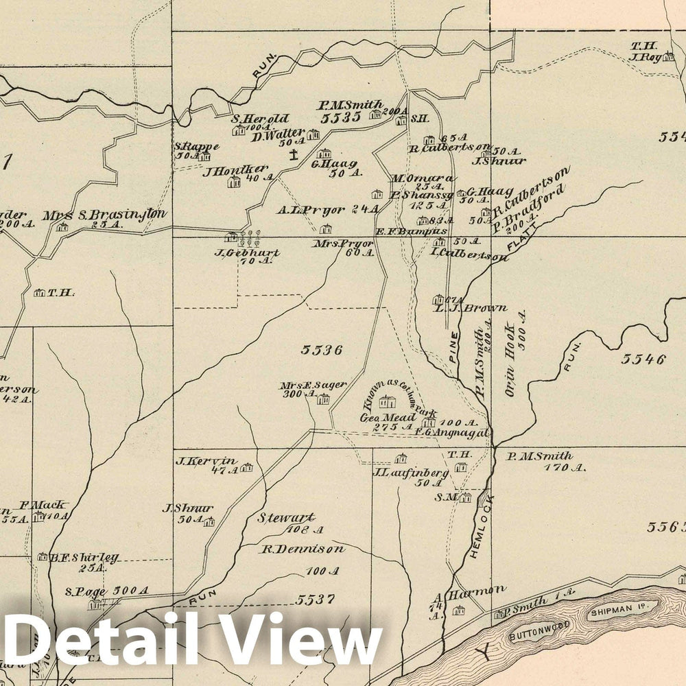 Historic Map : 1878 View: Residences and Businesses, Warren County, Pennsylvania. v1 - Vintage Wall Art