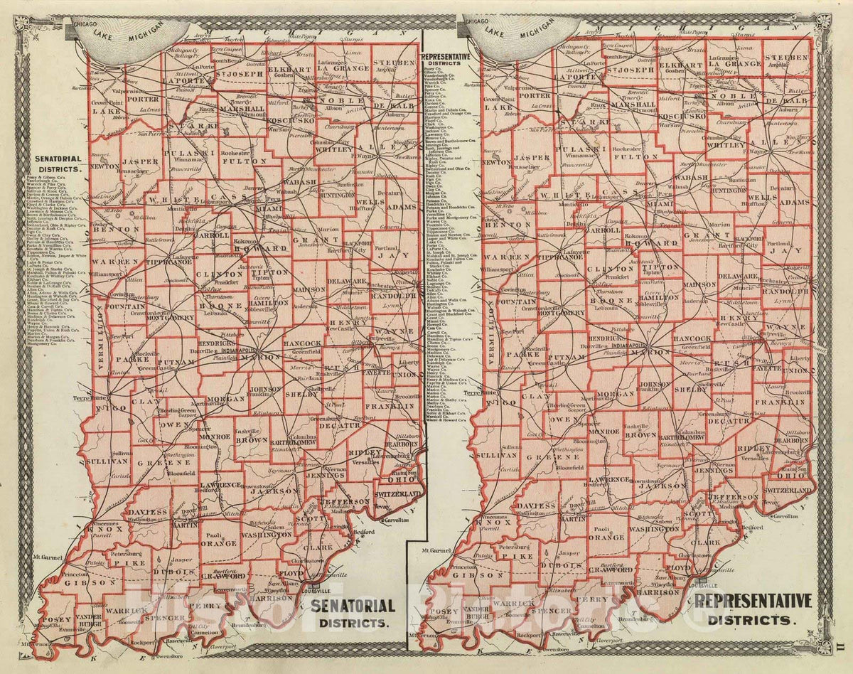 Historic Map : 1876 Senatorial districts. Representative districts (In ...
