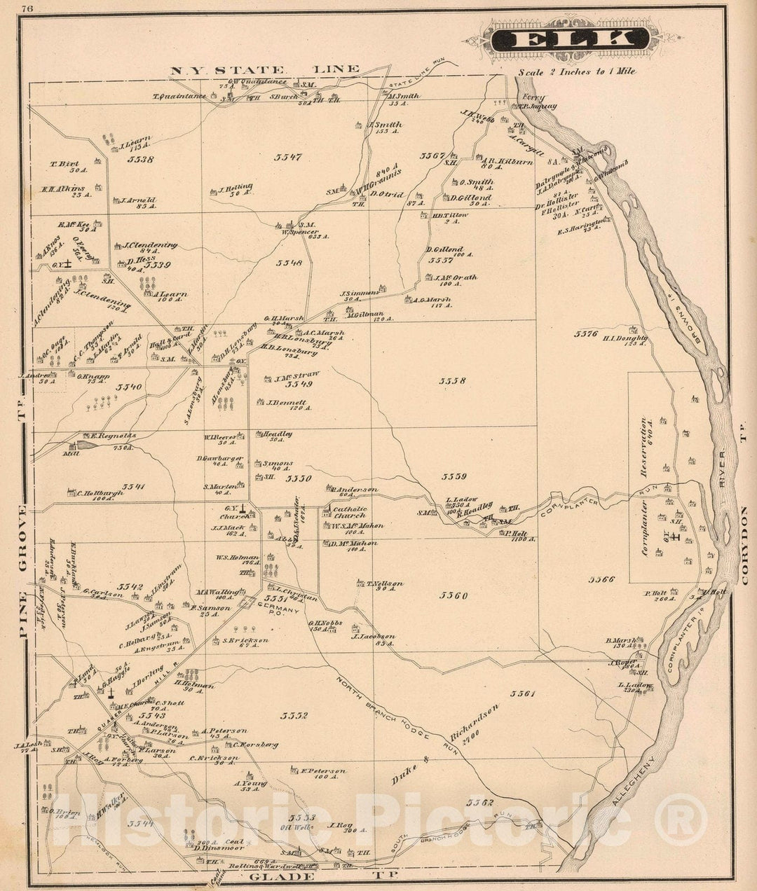 Historic Map : 1878 Elk, Warren County, Pennsylvania. - Vintage Wall Art
