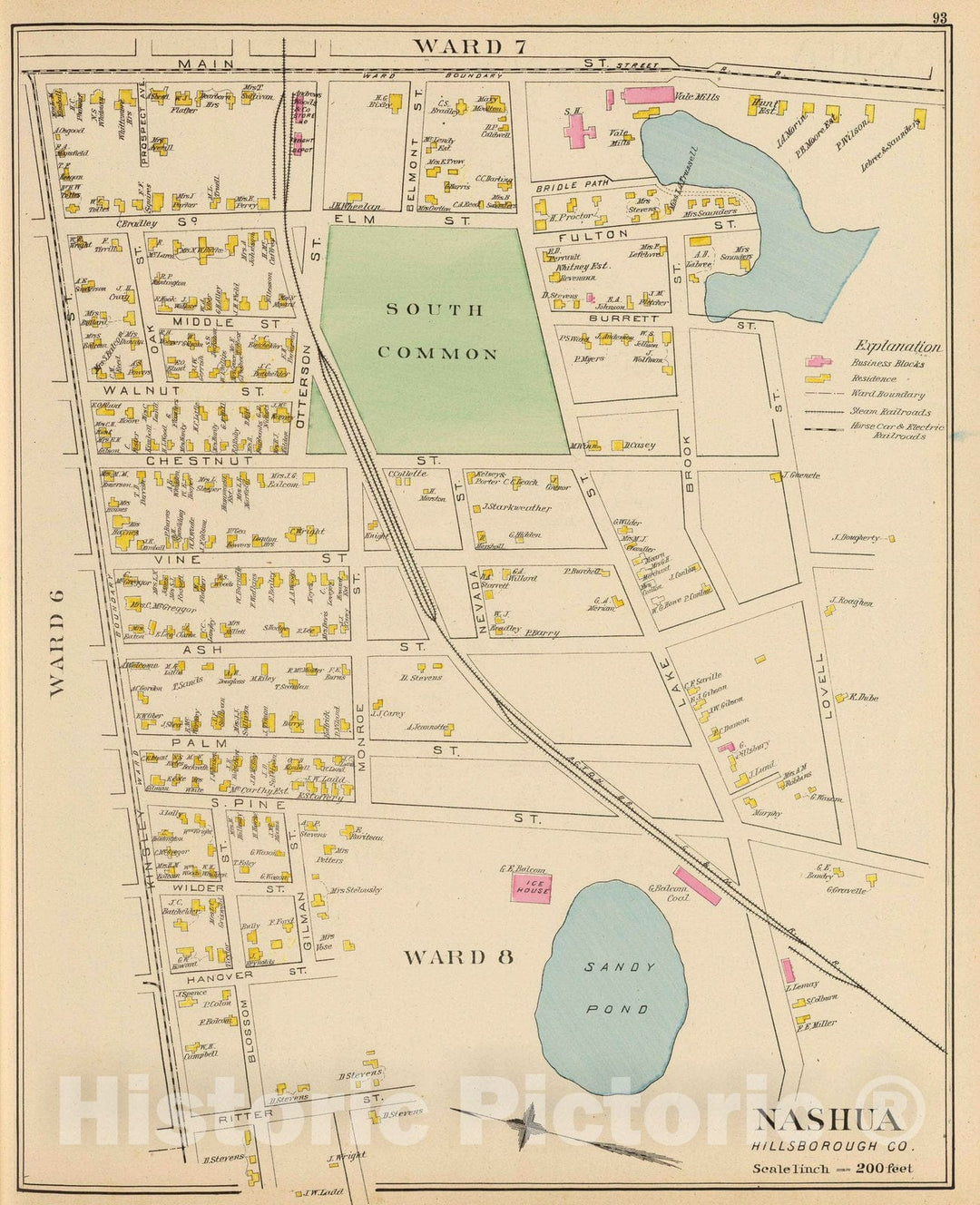 Historic Map : 1892 Nashua, Ward 6-8. v1 - Vintage Wall Art