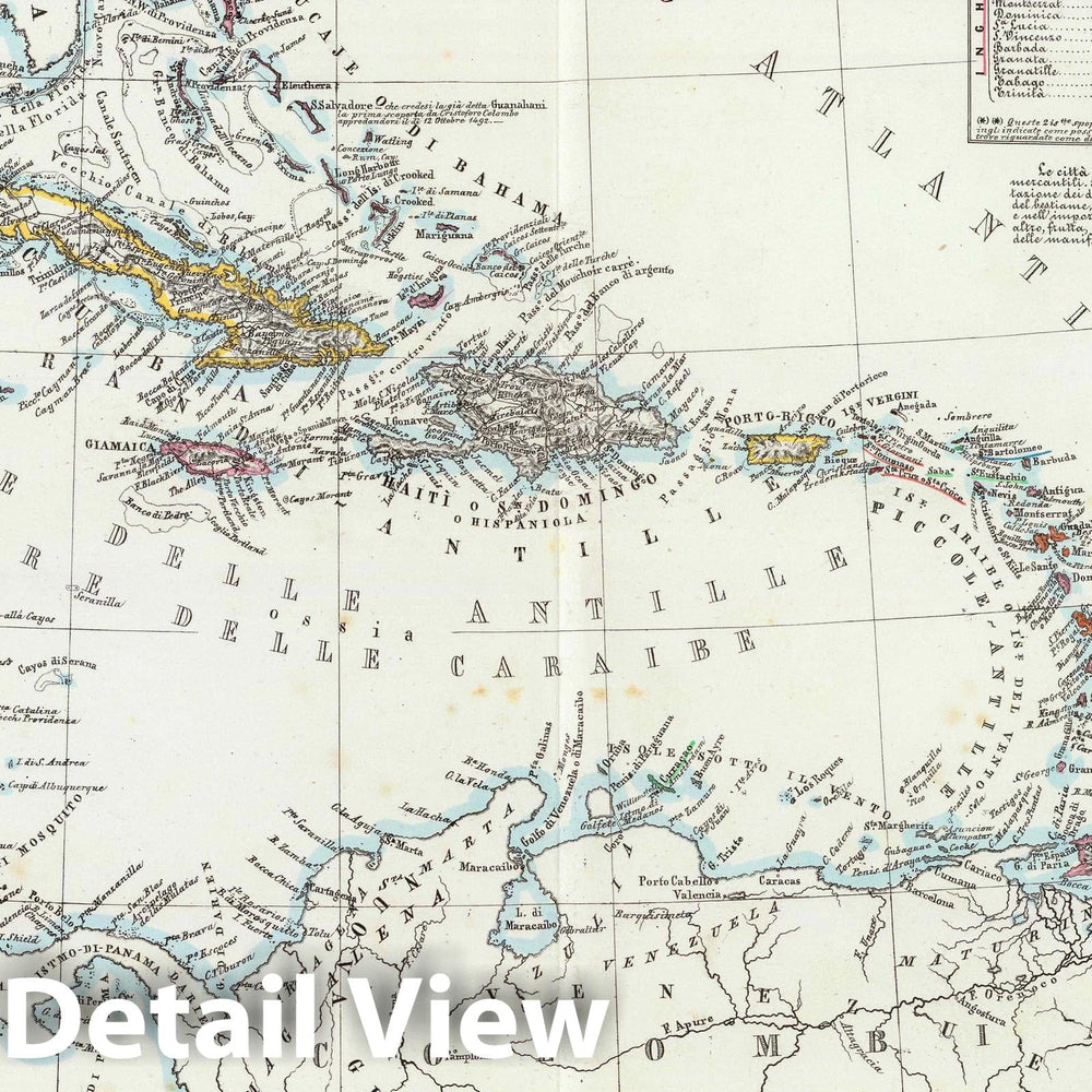 Historic Map : 1850 Arcipelago delle Antille ossia Indie Occidentali. - Vintage Wall Art