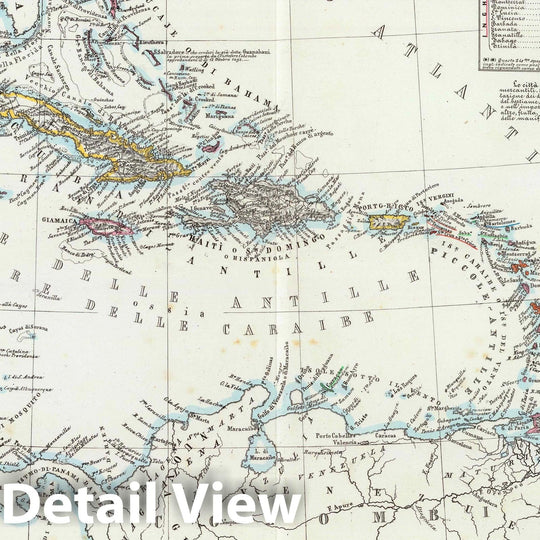 Historic Map : 1850 Arcipelago delle Antille ossia Indie Occidentali. - Vintage Wall Art