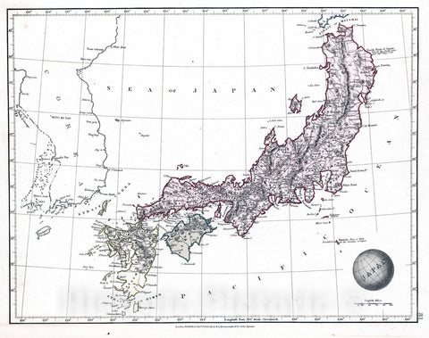 Historic Map : 1825 Japan - Vintage Wall Art