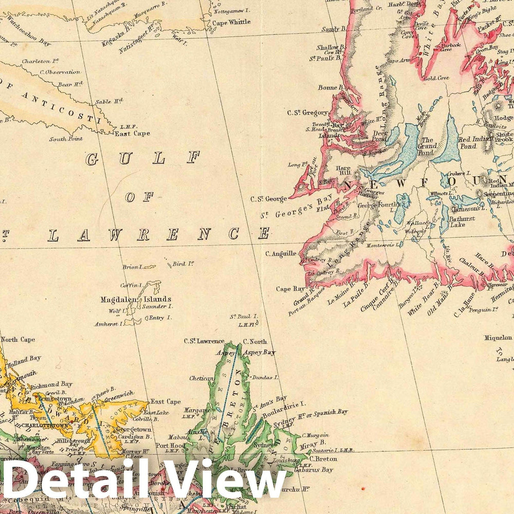 Historic Map : National Atlas - 1857 Newfoundland, New Brunswick, Nova Scotia, Cape Breton & Prince Edward Is. - Vintage Wall Art
