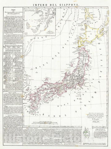 Historic Map : Japan, Nagasaki-shi Region (Japan) 1847 Impero del Giappone. , Vintage Wall Art