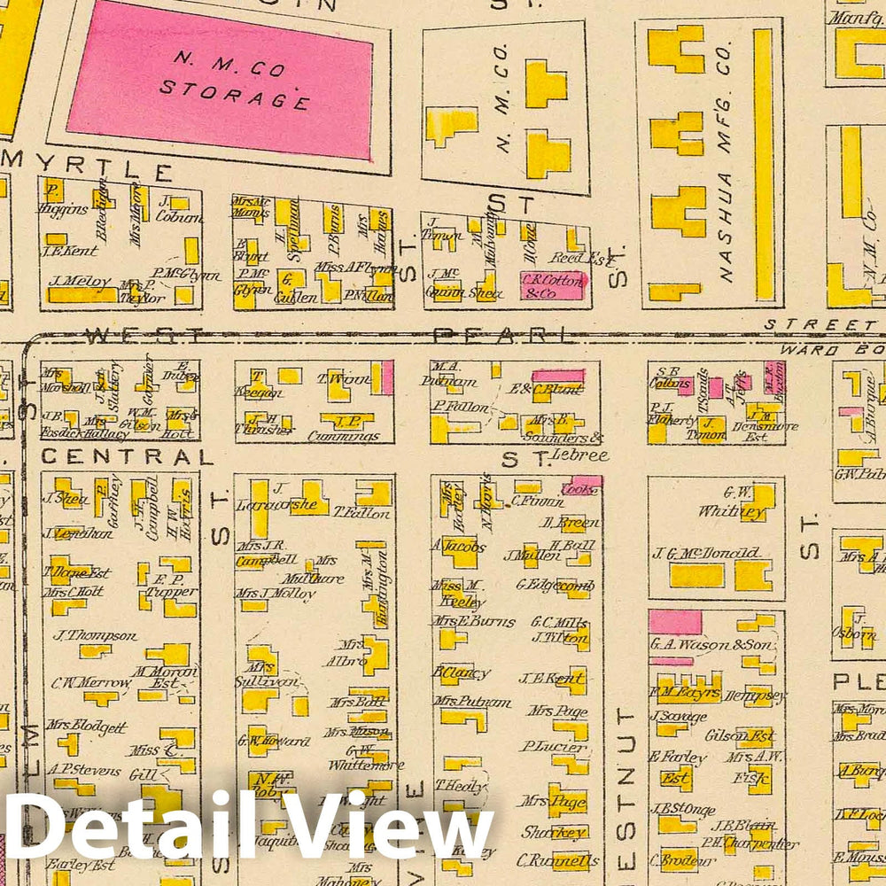 Historic Map : 1892 Nashua, Ward 1, 5-6, 8. - Vintage Wall Art