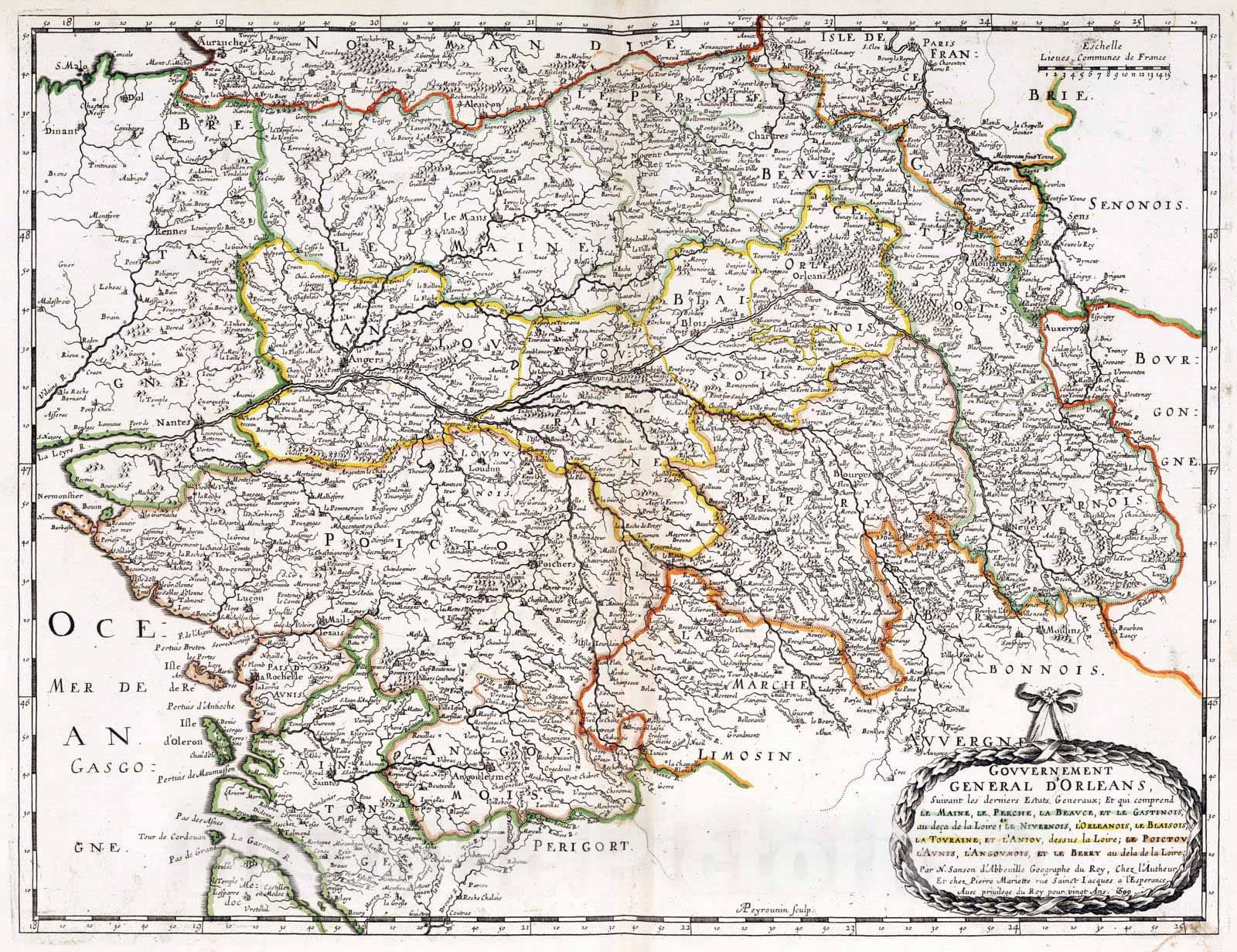 Orleans France 1699 Historical Map Print | Historic Pictoric