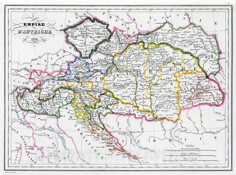 Historic Map : Austria; Czech Republic, 1837 Empire d'Autriche. , Vintage Wall Art