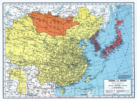Historic Map : 1948 China and Japan. - Vintage Wall Art