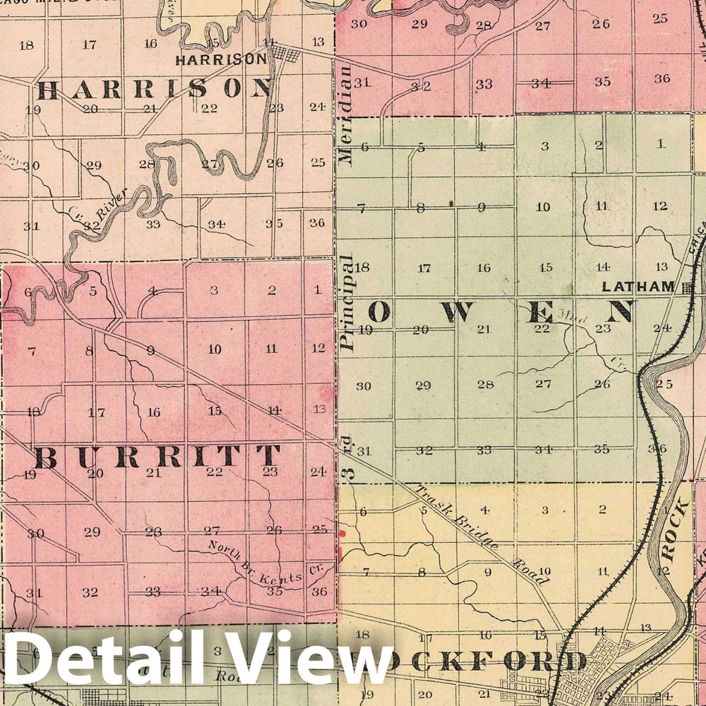 Historic Map : 1886 Winnebago County, Illinois. - Vintage Wall Art