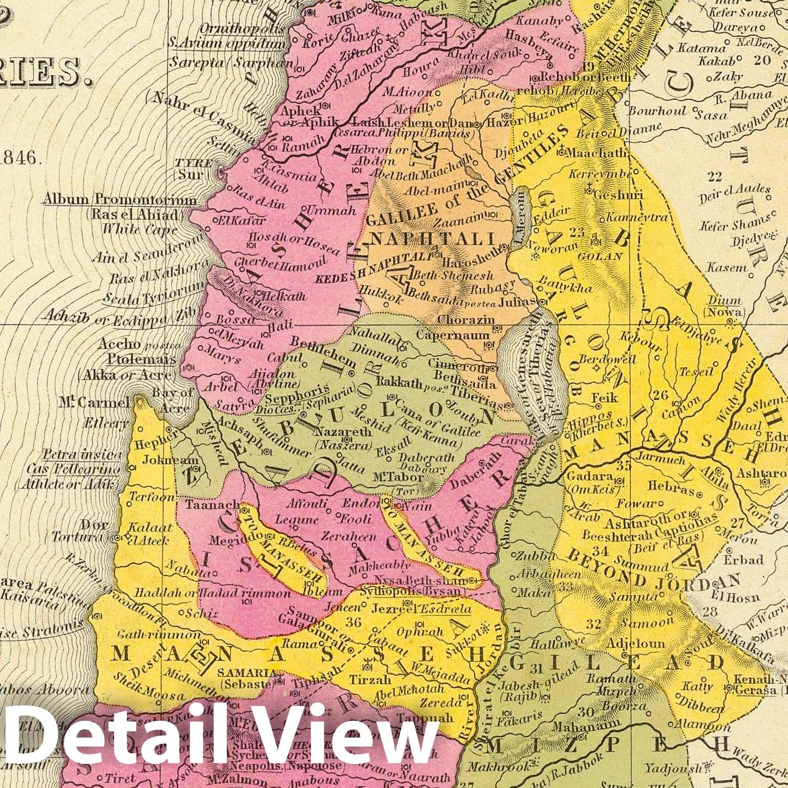 Historic Map : 1846 Palestine & Adjacent Countries. - Vintage Wall Art