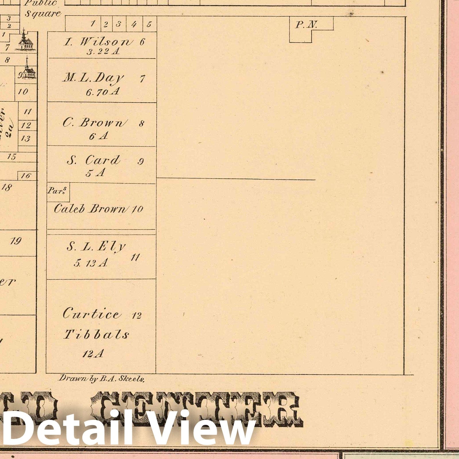 Historic Map : 1874 Deerfield Center. Edinburgh Center. Atwater Center P.O. Camp Bellsport, Portage County, Ohio. - Vintage Wall Art