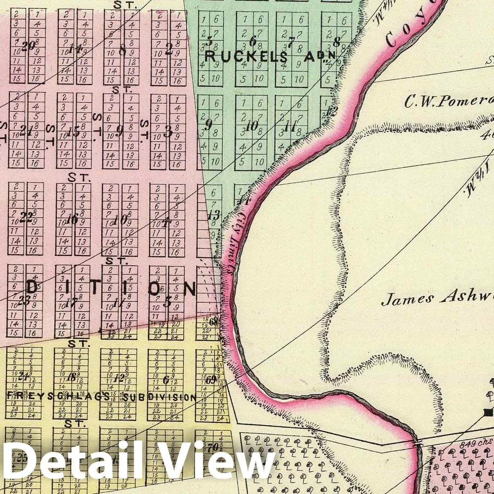 Historic Map : 1876 San Jose 3rd ward. - Vintage Wall Art