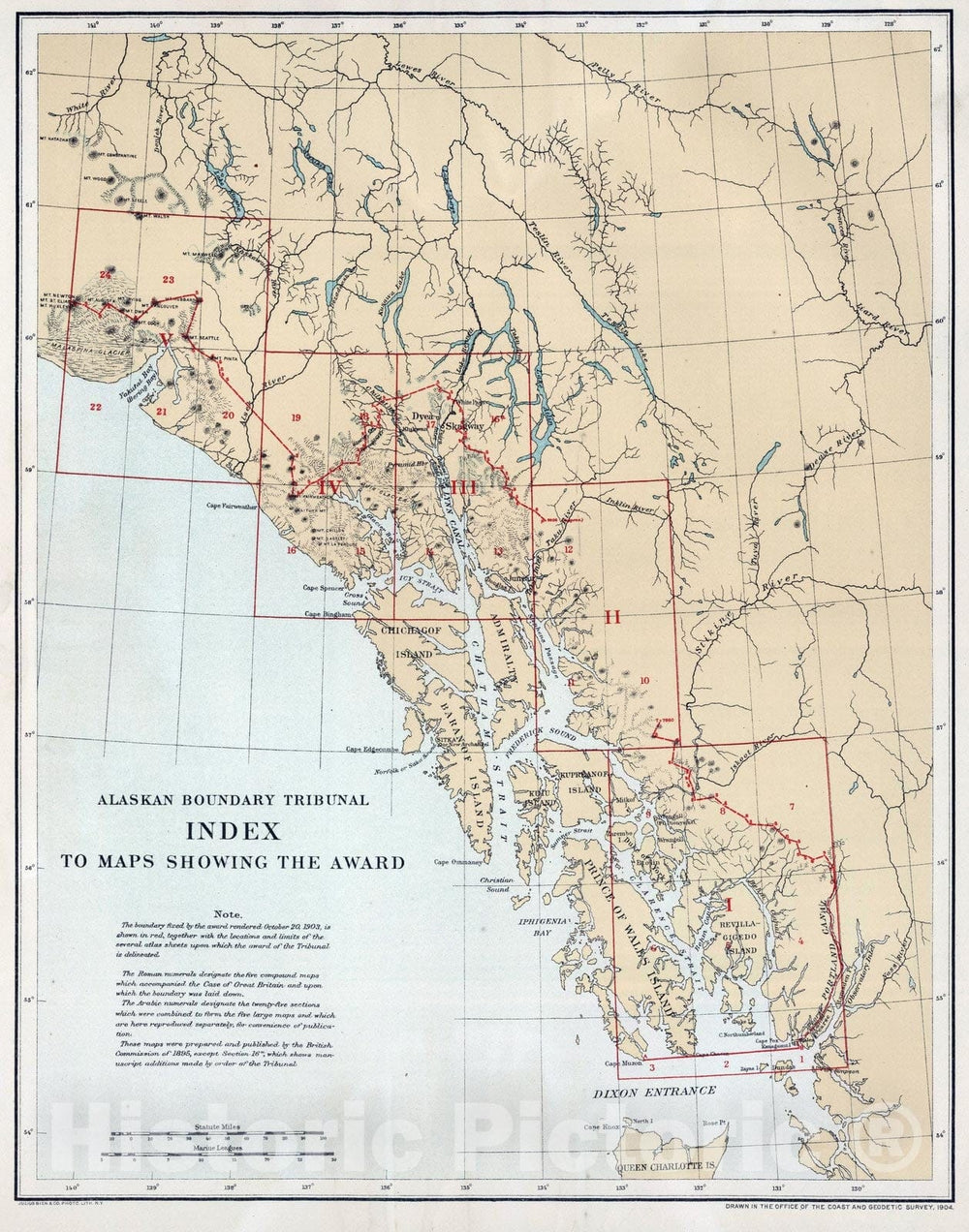 Historic Map - 1904 Index Page: Alaskan Boundary Tribunal. Atlas of Award, Atlas - Vintage Wall Art