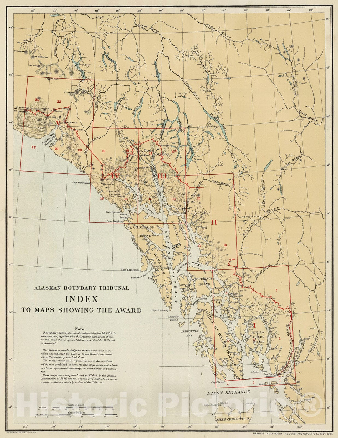 Historic Map - 1904 Index Page: Alaskan Boundary Tribunal. Atlas of Award, Atlas - Vintage Wall Art
