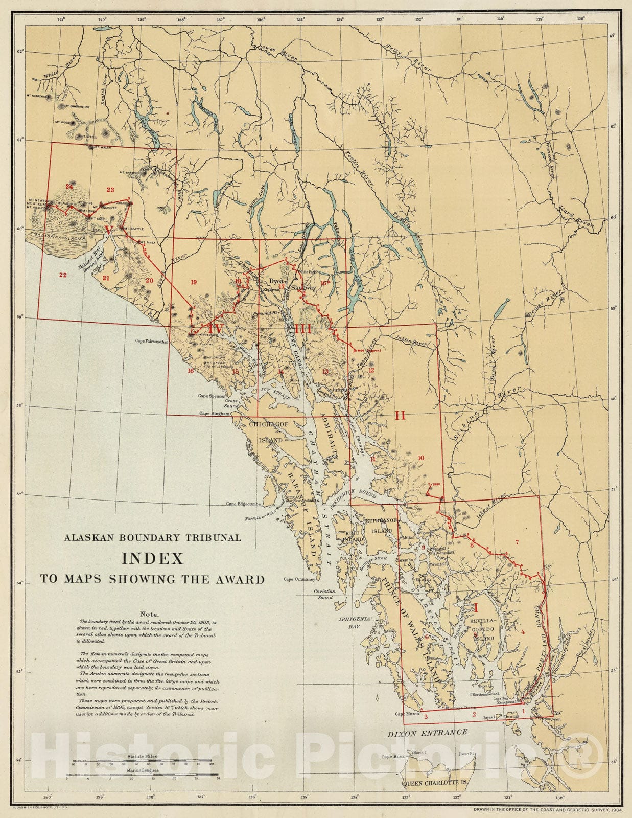 Historic Map - 1904 Index Page: Alaskan Boundary Tribunal. Atlas of Award, Atlas - Vintage Wall Art