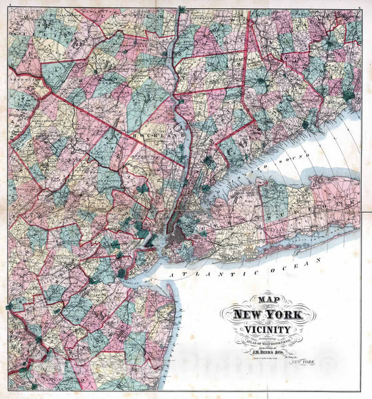 Historic Map : 1872 Map of New York and Vicinity Accompanying Atlas of Westchester County, New York. - Vintage Wall Art