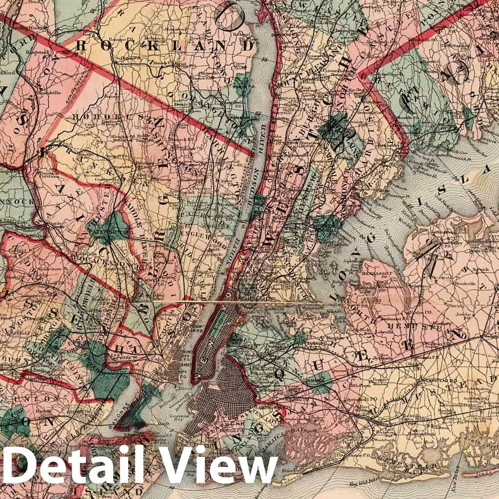 Historic Map : 1872 Map of New York and Vicinity Accompanying Atlas of Westchester County, New York. - Vintage Wall Art