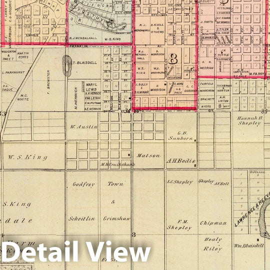 Historic Map : 1874 Plan of the City of Minneapolis and vicinity, with Minnehaha Falls. - Vintage Wall Art