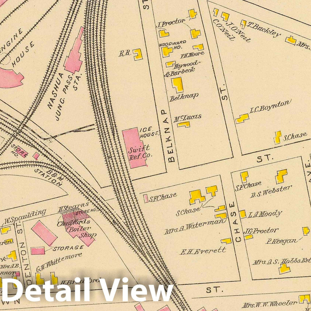 Historic Map : 1892 Nashua, Ward 3, 7. - Vintage Wall Art