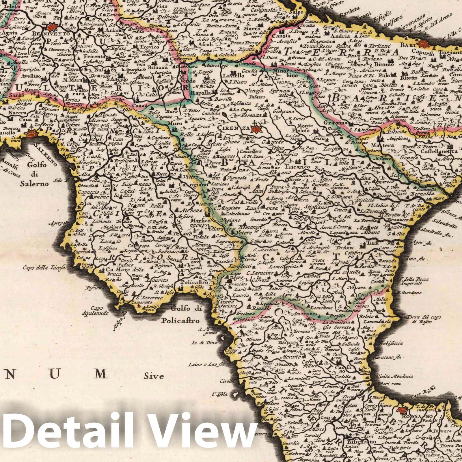 Historic Wall Map : Southern Italy 1682 Regnum Neapolis. , Vintage Wall Art