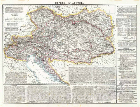 Historic Map : Austria; Hungary, Europe, Central 1855 Impero d'Austria. , Vintage Wall Art