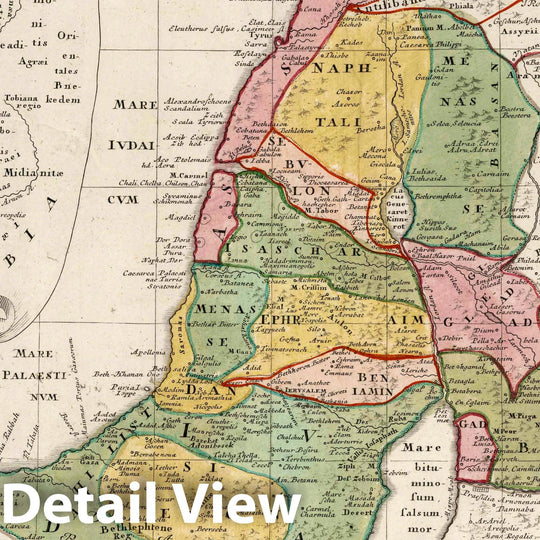 Historic Map : Israel, Holy Land 1750 Palaestina in XII Tribus. , Vintage Wall Art