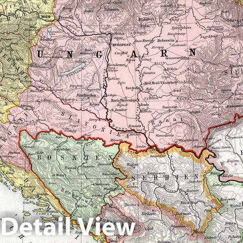 Historic Map : Austria, 1896 Osterreich - Ungarn, Staatenkarte , Vintage Wall Art