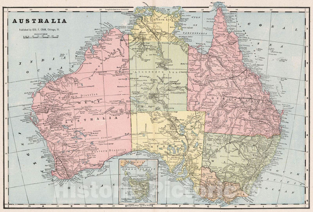 Historic Map : 1901 Australia - Vintage Wall Art