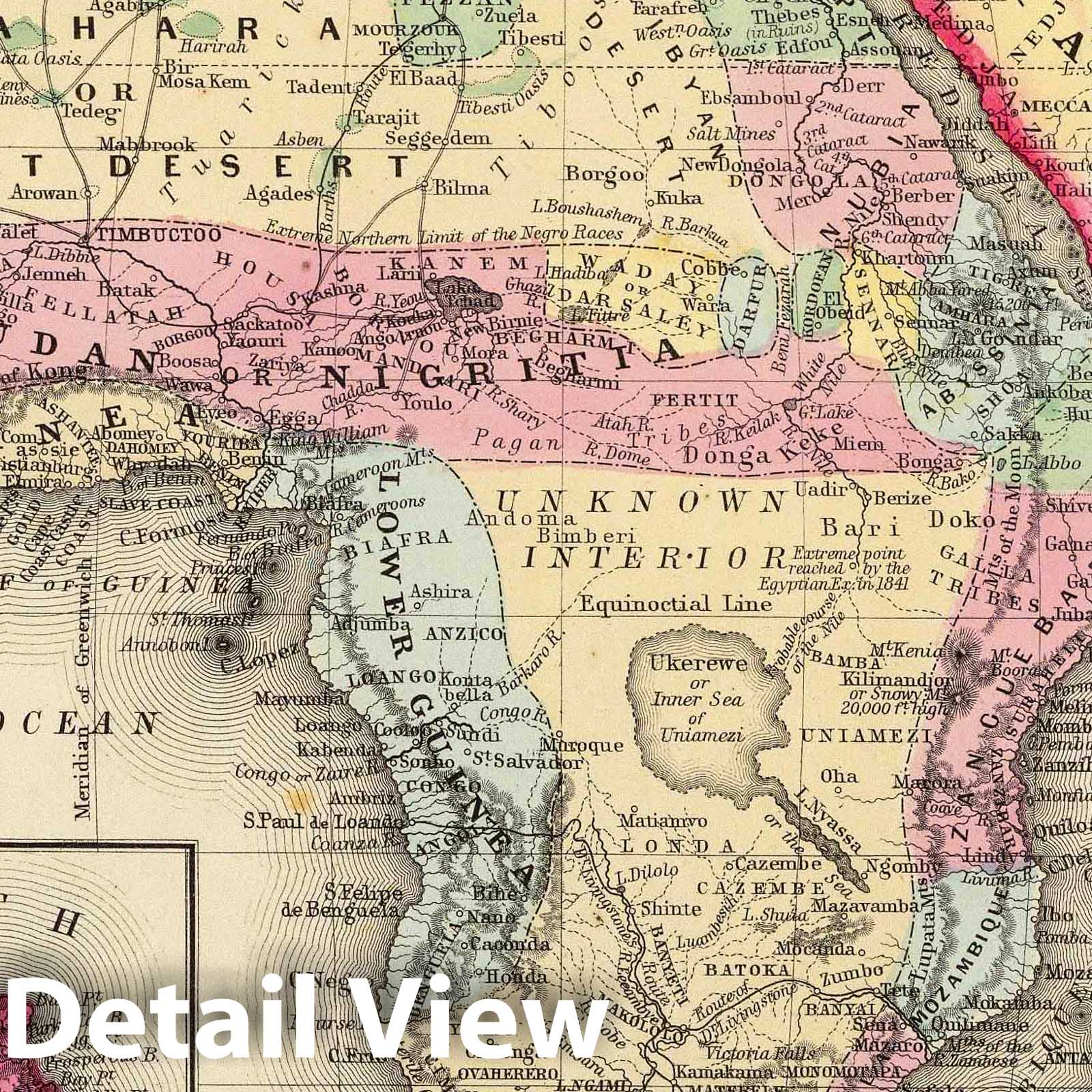 Historic Map : 1860 Map of Africa. - Vintage Wall Art - Historic Pictoric