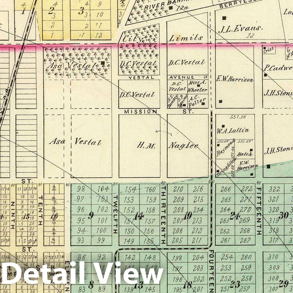 Historic Map : 1876 San Jose 2nd ward. - Vintage Wall Art