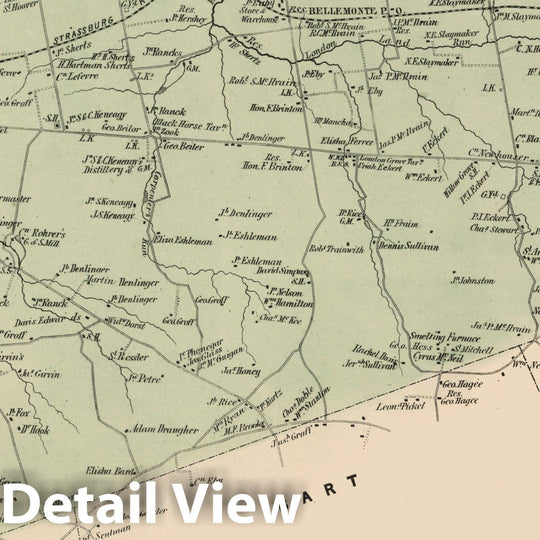 Historic Map : 1864 Paradise Township, Lancaster County, Pennsylvania. - Vintage Wall Art