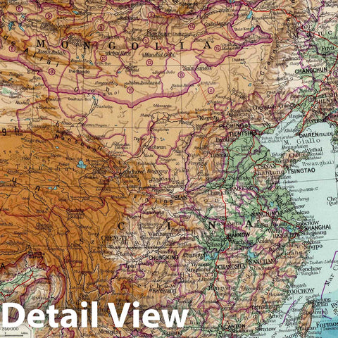 Historic Map : China; Mongolia; Korea; Japan, 1952 Cina, Mongolia. , Vintage Wall Art