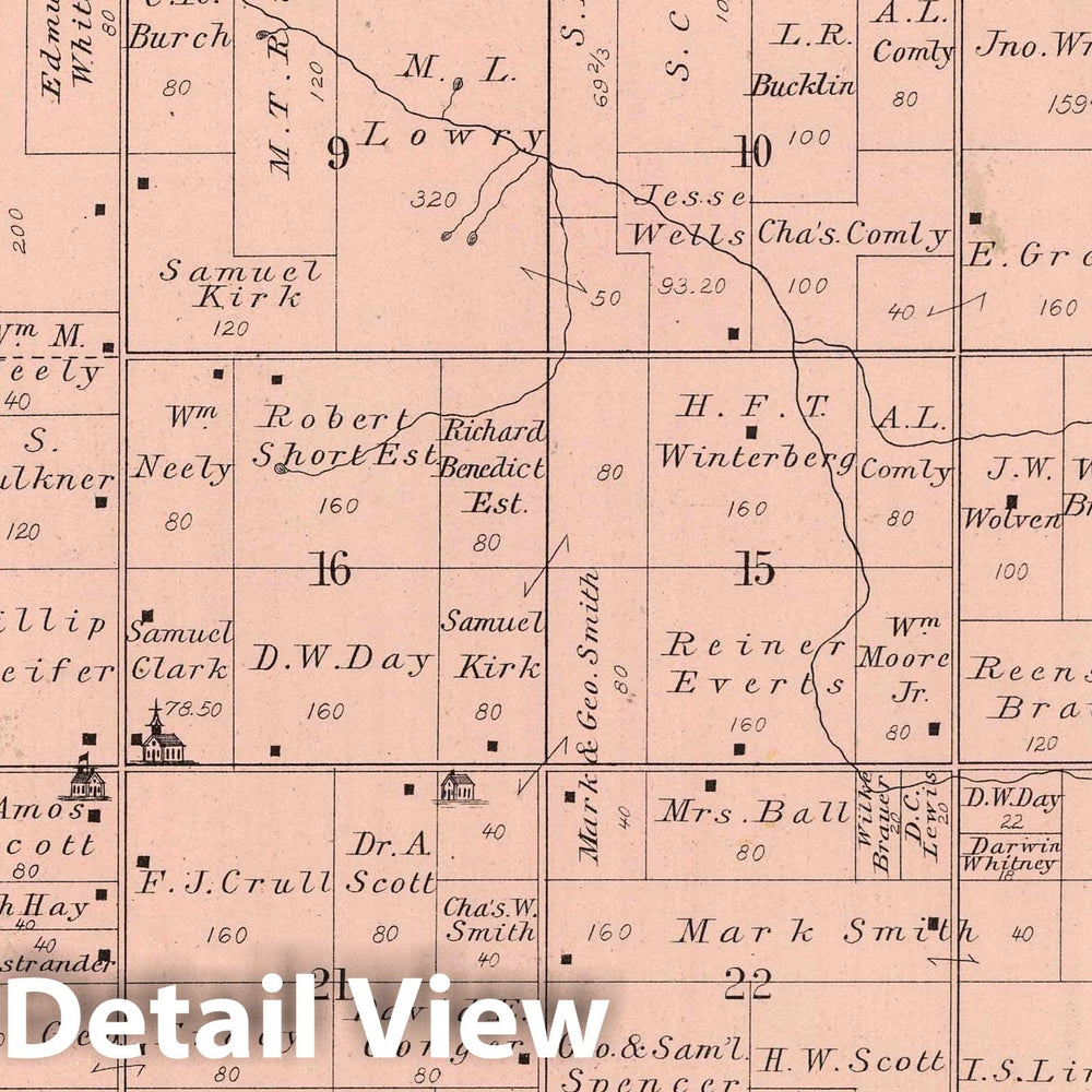 Historic Map : 1886 Seward Township, Winnebago County, Illinois. - Vintage Wall Art