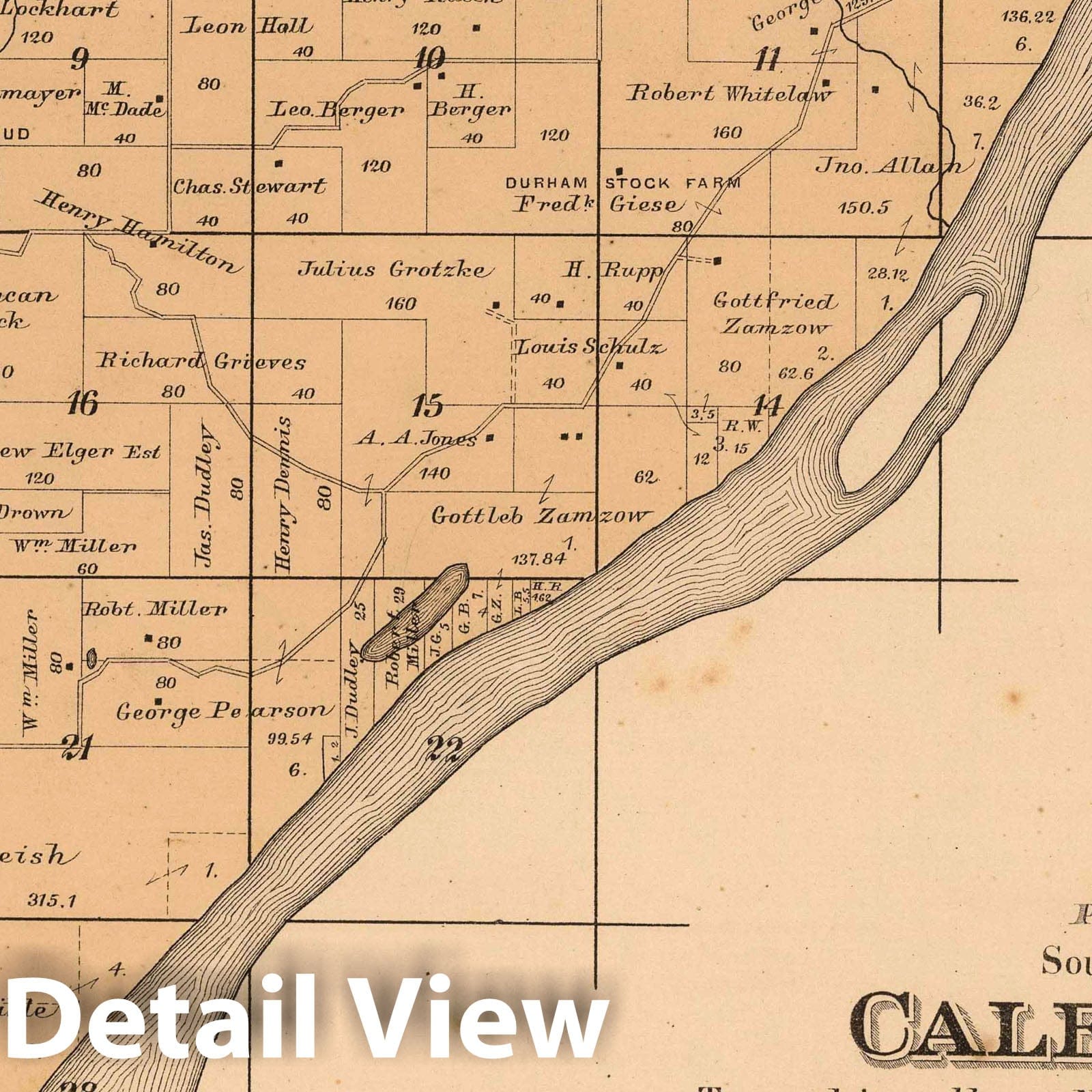 Historic Map : 1890 South Part of Caledonia Township, Columbia County, -  Historic Pictoric
