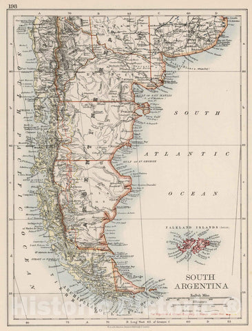 Historic Map - World Atlas - 1906 South Argentina. - Vintage Wall Art