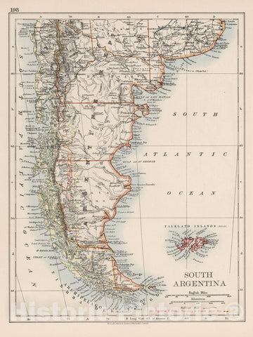 Historic Map - World Atlas - 1906 South Argentina. - Vintage Wall Art