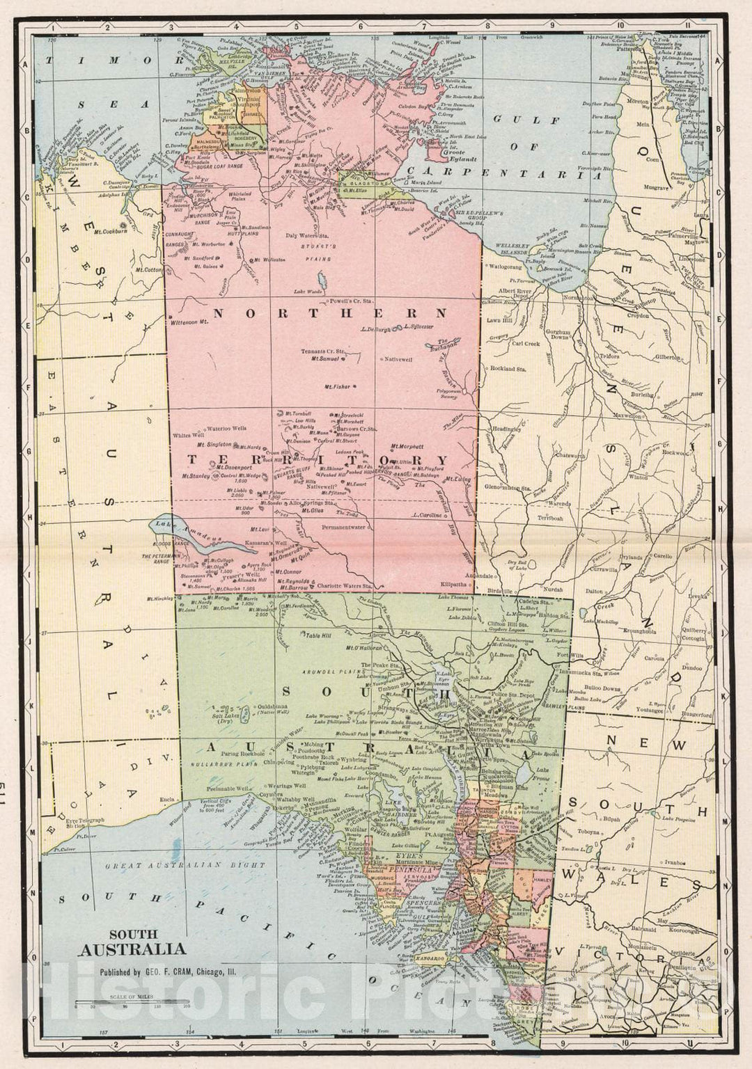 Historic Map : 1901 South Australia - Vintage Wall Art