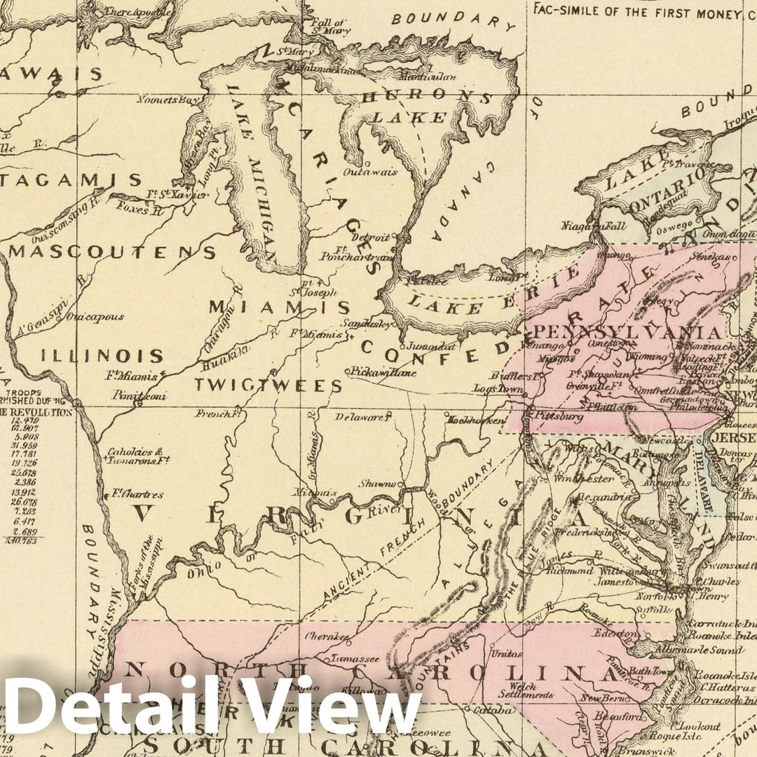 Historic Map : 1880 13 colonies 1776. - Vintage Wall Art