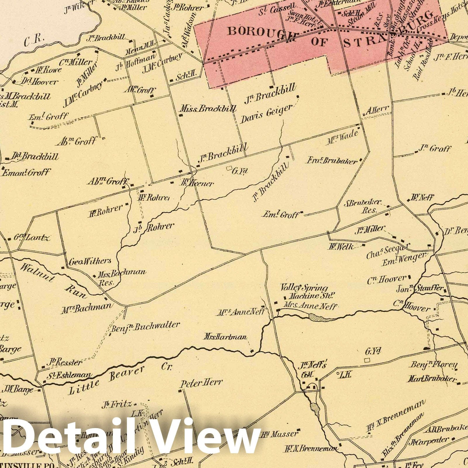 Historic Map 1864 Strasburg Township, Lancaster County, Pennsylvania Historic Pictoric