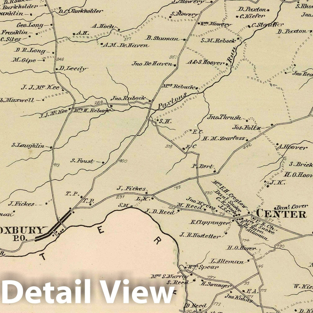 Historic Map : 1868 Lurgan, Franklin County, Pennsylvania. Roxbury. - Vintage Wall Art