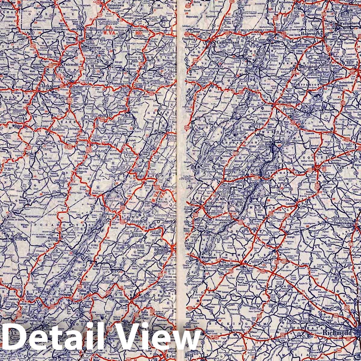 Historic Map : National Atlas - 1939 Rand McNally Road map: Delaware - Maryland, Virginia - West Virginia - Vintage Wall Art