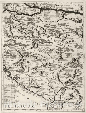 Historic Map : Albania, Dalmatian Coast 1693 Corso del Danubio (2 of 6). , Vintage Wall Art
